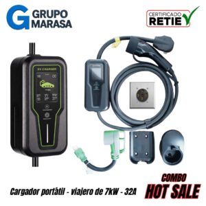 COMBO HOT SALE Toma NEMA 1450 + Cargador portátil para Vehículo Eléctrico 7kW - 32A (85V-265Vac) MRS-EJ-07032